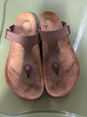 Brown Thong Sandals with Buckle Sz 8/39 Excellent Condition